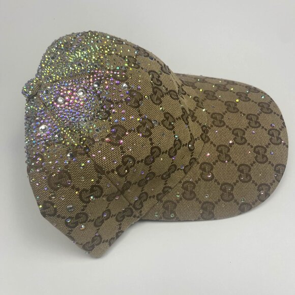 RARE Gucci GG Crystal Canvas Baseball Hat Camel Dark Brown - Picture 2 of 10